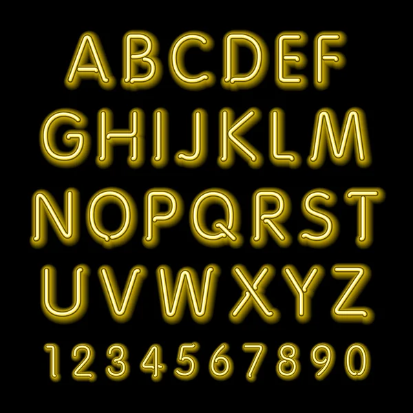 Neon glow alphabet. Vector design party retro 3d neon font, — Stok Vektör