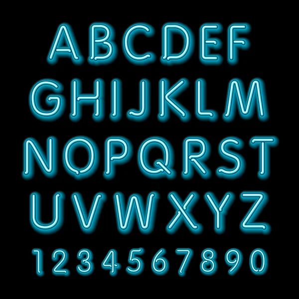 Neon glow alphabet. Vector design party retro 3d neon font, Rechtenvrije Stockillustraties