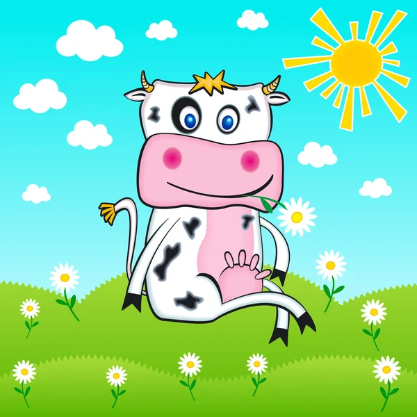 Cow in farm flower, background, vector, music, design, floral — Stock Vector