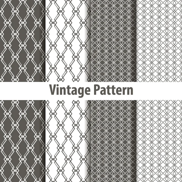 Sada devíti bezešvé pattern v retro stylu — Stockový vektor