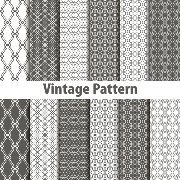 Sada devíti bezešvé pattern v retro stylu — Stockový vektor