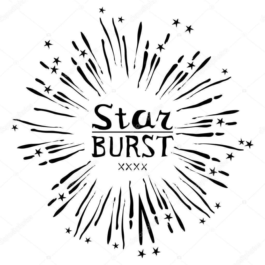 Dirty vintage hipster style vector monochrome starburst with ray for badge label or logo