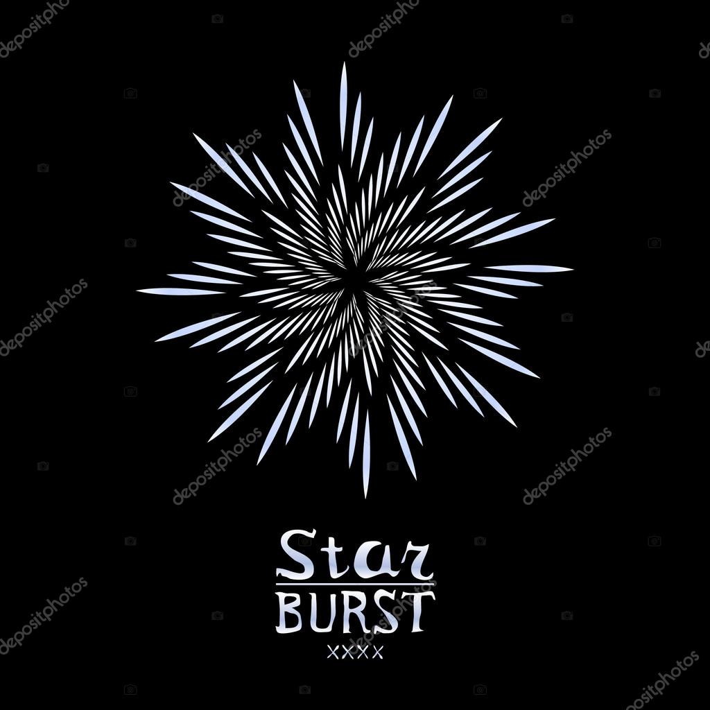Dirty vintage hipster style vector monochrome starburst with ray for badge label or logo
