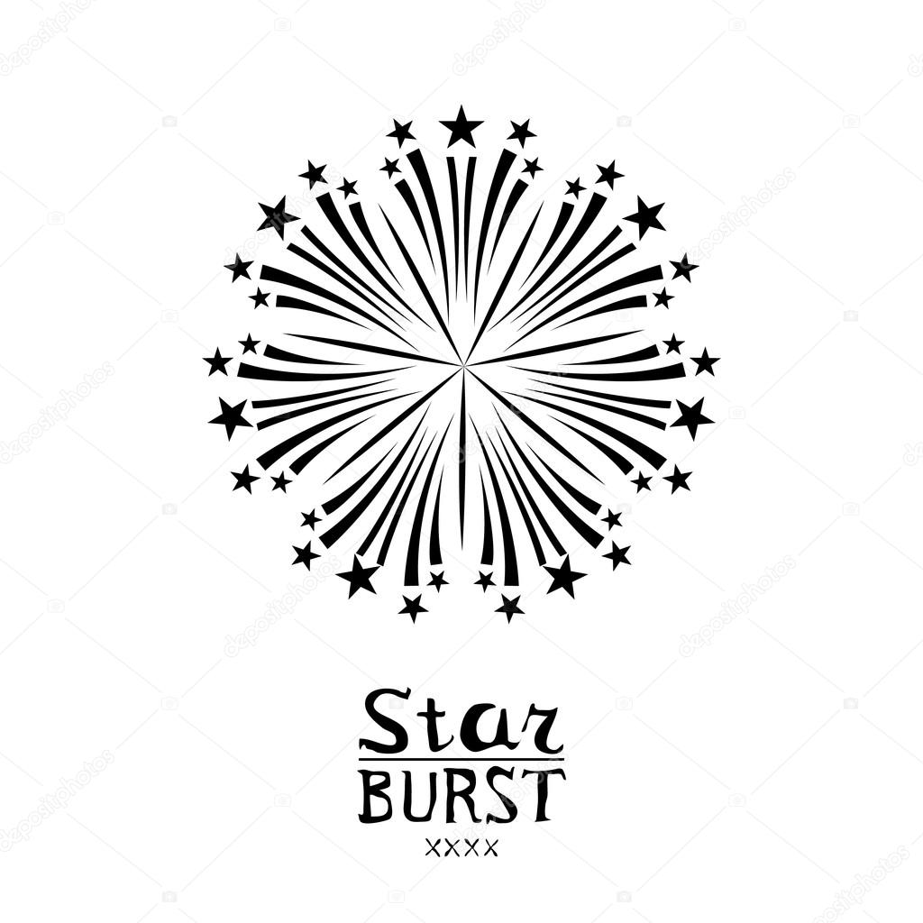 Dirty vintage hipster style vector monochrome starburst with ray for badge label or logo