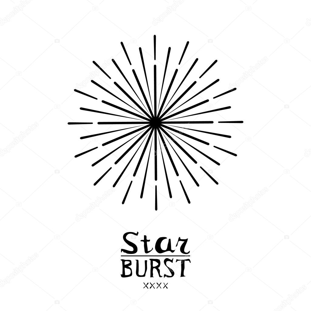 Dirty vintage hipster style vector monochrome starburst with ray for badge label or logo