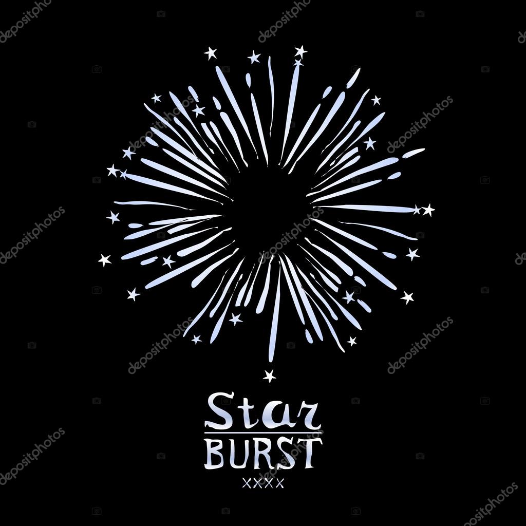 Dirty vintage hipster style vector monochrome starburst with ray for badge label or logo