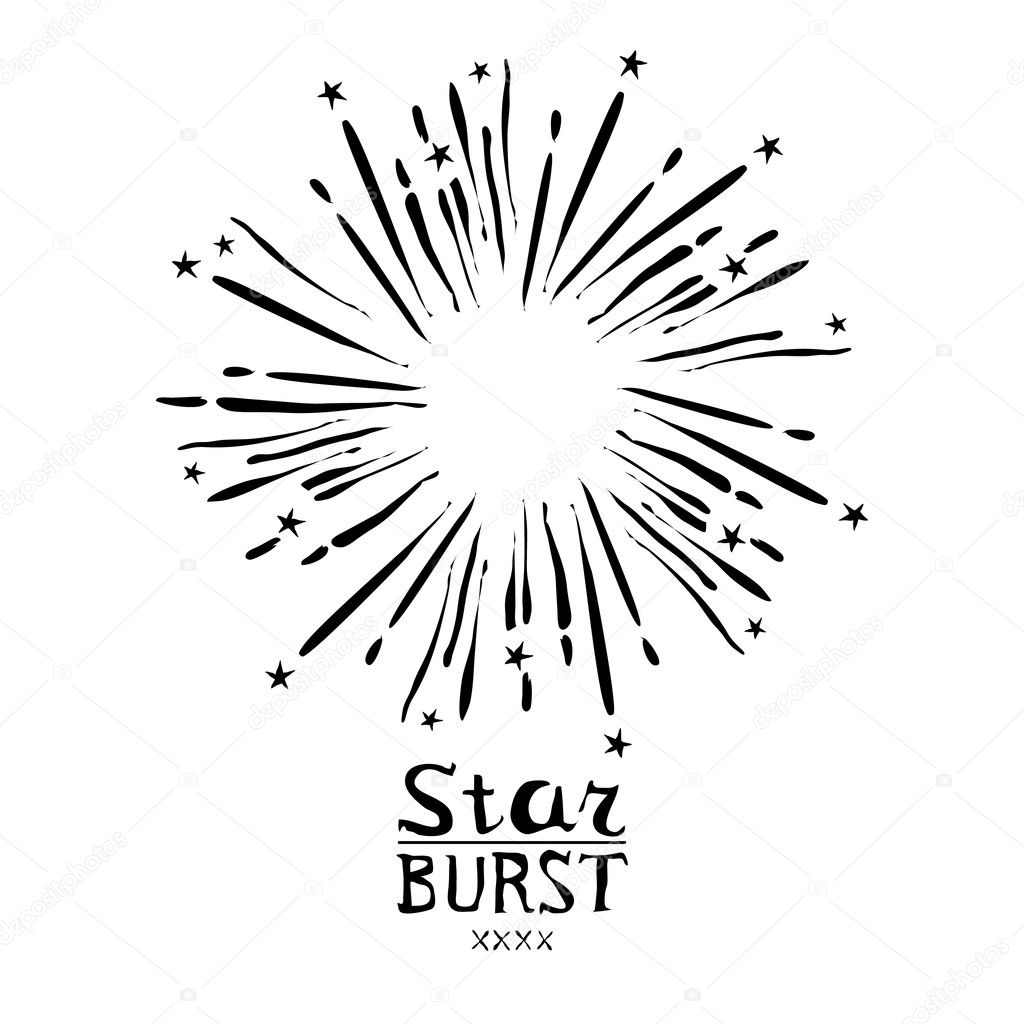 Dirty vintage hipster style vector monochrome starburst with ray for badge label or logo