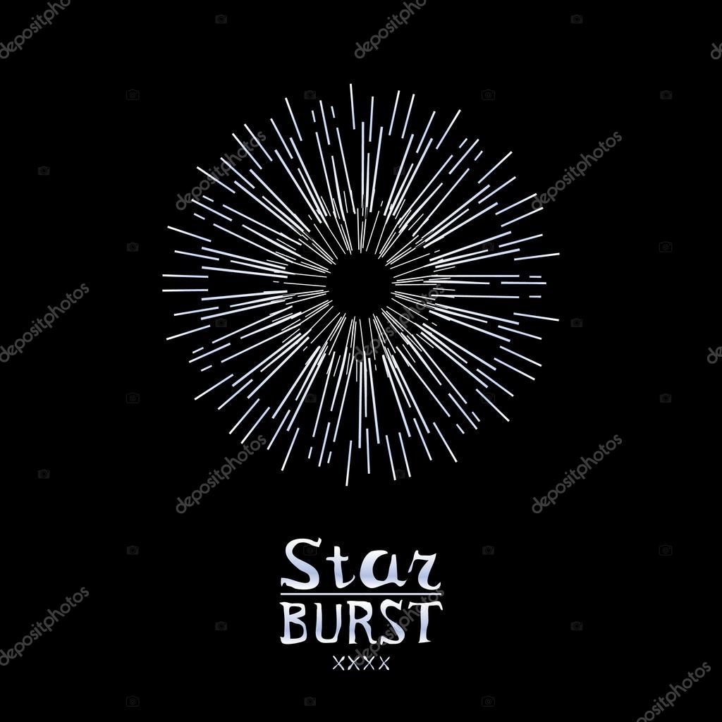 Dirty vintage hipster style vector monochrome starburst with ray for badge label or logo