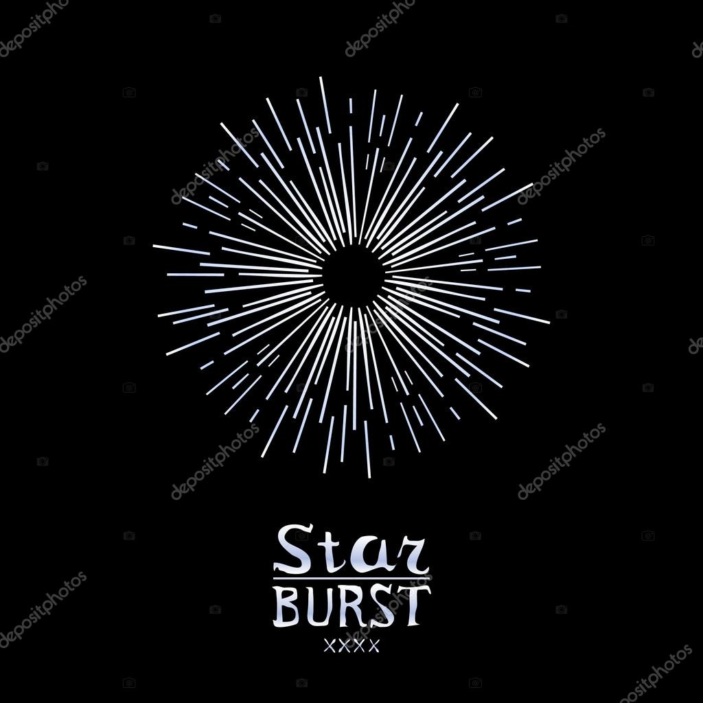 Dirty vintage hipster style vector monochrome starburst with ray for badge label or logo