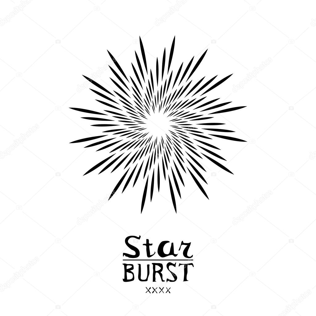 Dirty vintage hipster style vector monochrome starburst with ray for badge label or logo