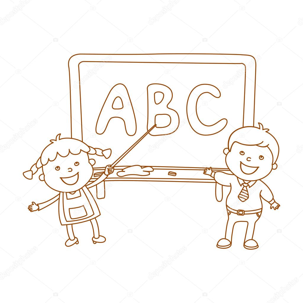 Illustration of Kids Holding Giant Letters