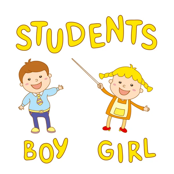 Schulkinder - süße Jungen und Mädchen — Stockvektor