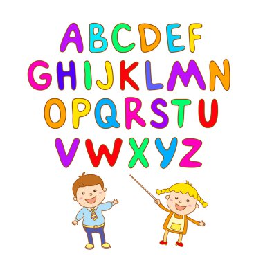 ABC çocuk alfabesi, illüstrasyon, vektör, çocuklar, çocuklar, eğlenceli,