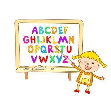 ABC çocuk alfabesi, illüstrasyon, vektör, çocuklar, çocuklar, eğlenceli,