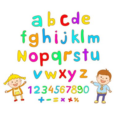 ABC çocuk alfabesi, illüstrasyon, vektör, çocuklar, çocuklar, eğlenceli,