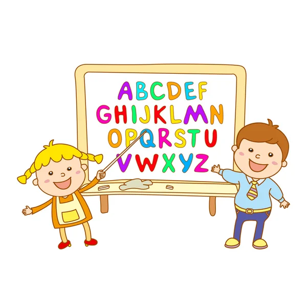 Abc für Kinder Alphabet, Illustration, Vektor, Kinder, Kinder, Spaß, — Stockvektor