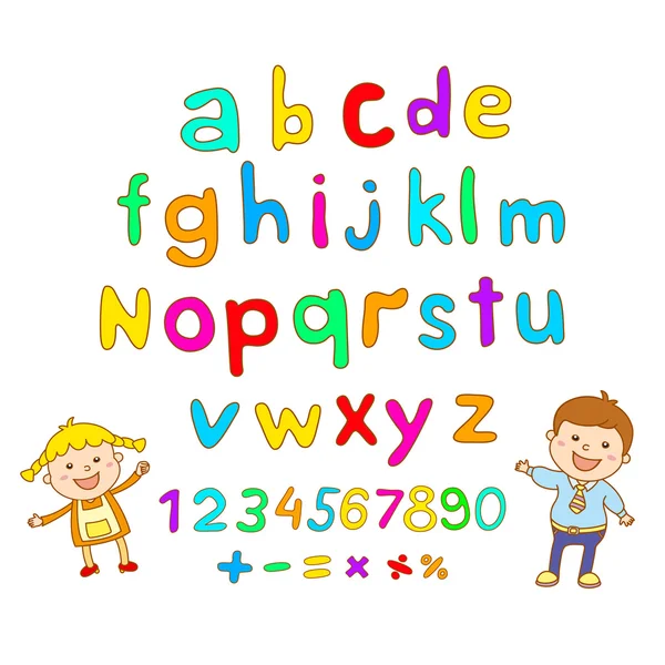 Abc für Kinder Alphabet, Illustration, Vektor, Kinder, Kinder, Spaß, — Stockvektor