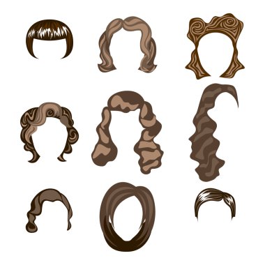 kadın, erkek saç, saç siluet vektör