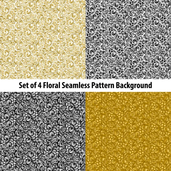 Set of four seamless abstract hand-drawn pattern, waves background. Seamless pattern can be used for wallpaper, pattern fills, web page background,surface textures. Gorgeous seamless floral background — Stock Vector