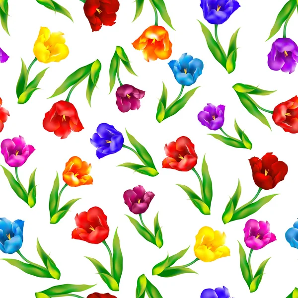 Tulpan, blommig bakgrund, sömlöst mönster. Vektorillustration. — Stock vektor
