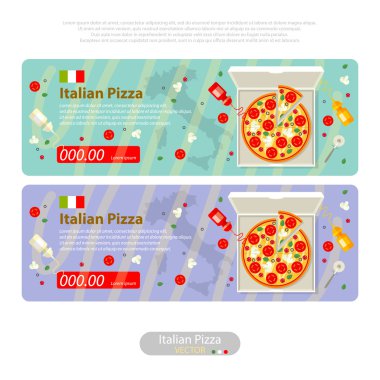 pizza flat icon banner italian handmade
