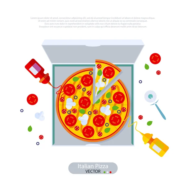 Pizza estilo plano vetor ilustração — Vetor de Stock