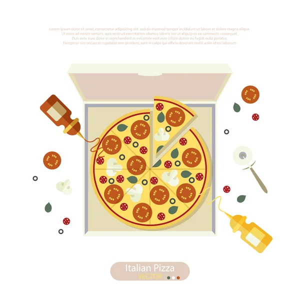 Pizza estilo plano vetor ilustração — Vetor de Stock