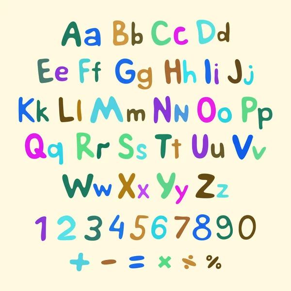 Alfabeto vectorial dibujado a mano. arte niños vintage — Vector de stock