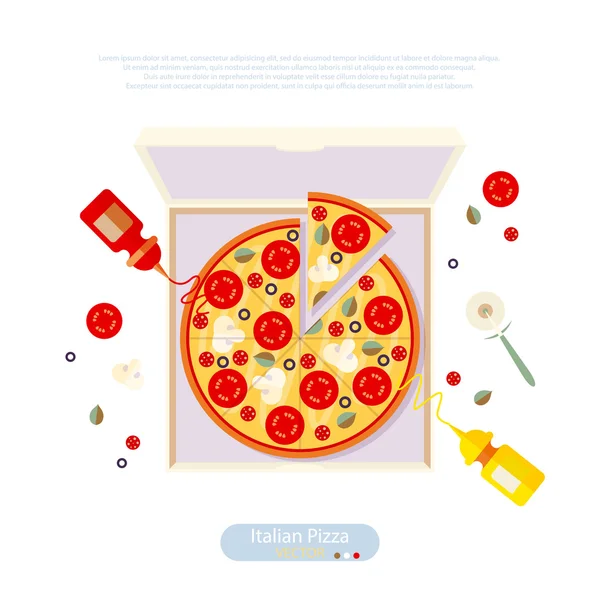 Pizza estilo plano vetor ilustração — Vetor de Stock