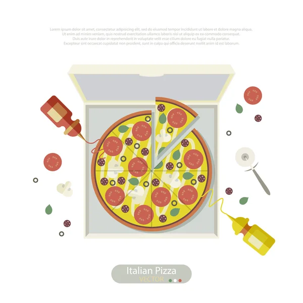 Pizza estilo plano vetor ilustração — Vetor de Stock