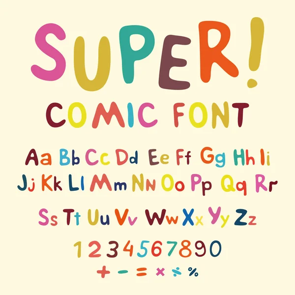 Ouah ! Fonte créative haute précision pour votre design. L'alphabet dans le style de la BD. Graphisme pop - art sur fond transparent. Bande dessinée lumineuse. Lettres 3d . — Image vectorielle