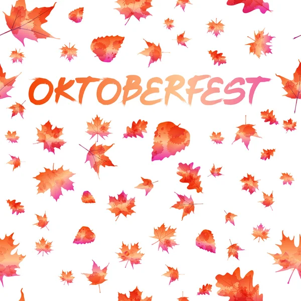 Diseño de celebración Oktoberfest con sombrero bávaro y hojas de otoño — Archivo Imágenes Vectoriales