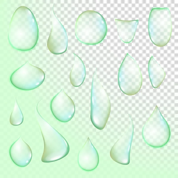 Gota gotas de água pura clara realista conjunto isolado vetor ilustração — Vetor de Stock