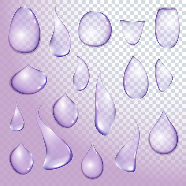 Капля чистой воды капли реалистичный набор изолированных векторных иллюстраций
