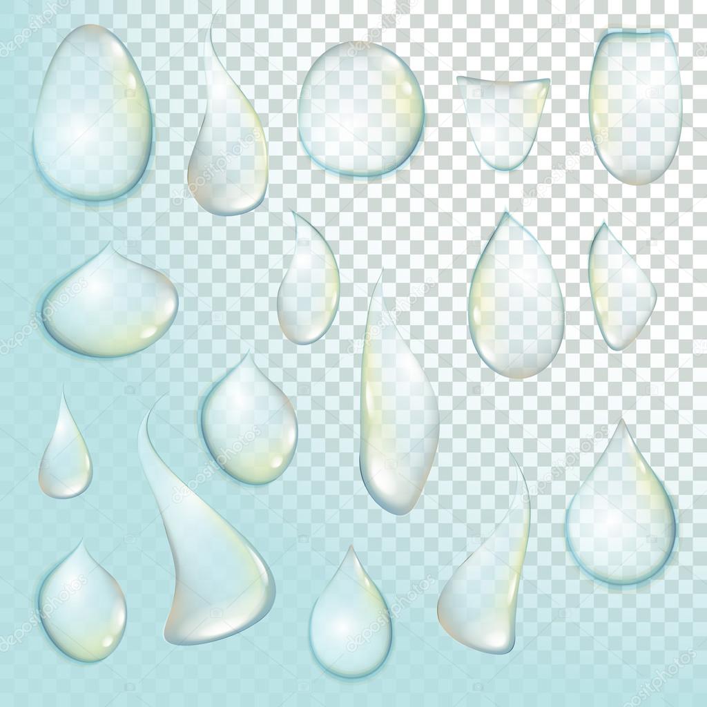 drop Pure clear water drops realistic set isolated vector illustration