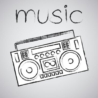 Boombox, vektör çizim, çizim, retro, kroki,