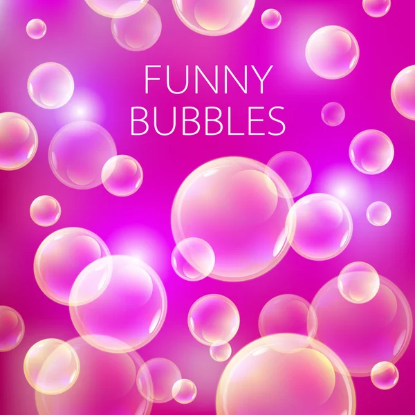 Fondo abstracto del vector de burbujas de jabón. Circulo transparente, esfera bola, rosa rojo patrón ilustración — Vector de stock