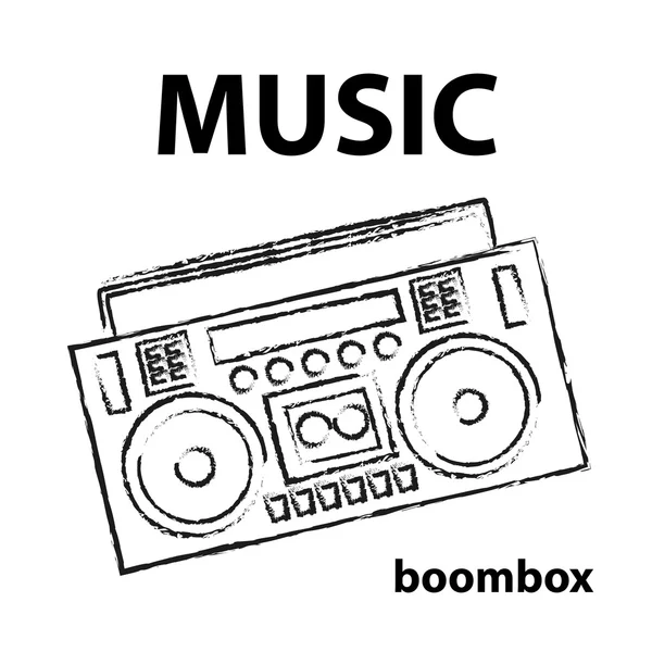 Boombox, vector, drawing, illustration, retro, sketch Stock Vector