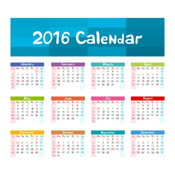 2016 kalender - illustration vektor barn handgjorda — Stock vektor