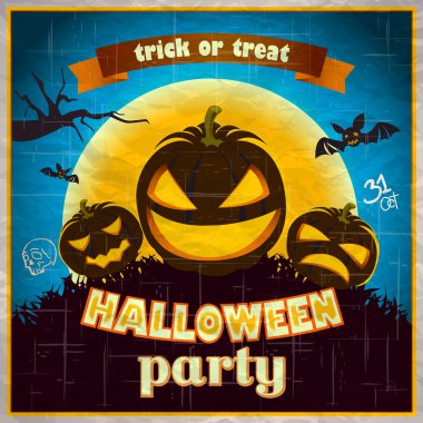 Mutlu Cadılar Bayramı Posteri. Vektör illüstrasyonu.