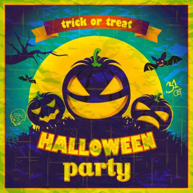 Mutlu Cadılar Bayramı Posteri. Vektör illüstrasyonu.