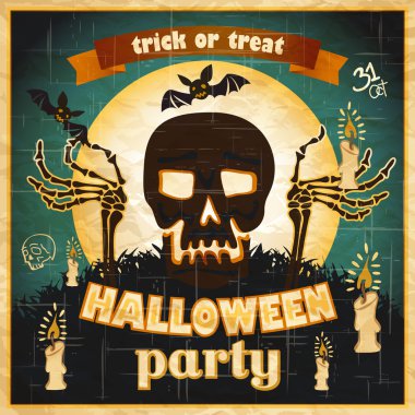 Cadılar Bayramı partisi tasarım şablonu kartı-afiş-afiş, vektör çizim için.