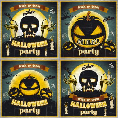 Cadılar Bayramı afişleri ayarlayın. vektör çizim.