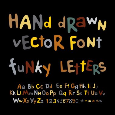 Hand-drawn vector alphabet. funky letters font