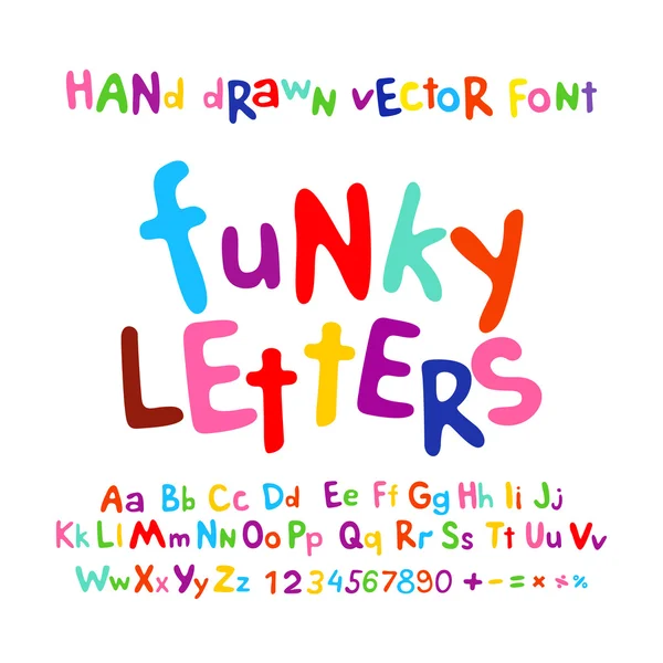 Abc alphabet funky buchstaben kinder spaß bunte set cartoon — Stockvektor