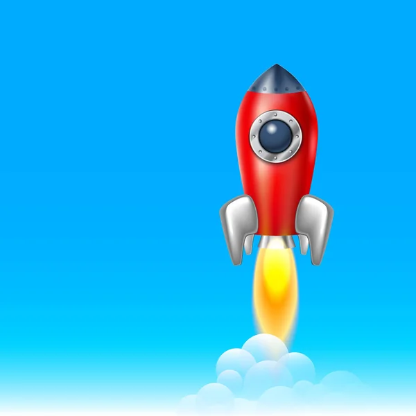 Rocket icon  space vector spaceship technology illustration ship fire symbol flame cartoon — Stock Vector