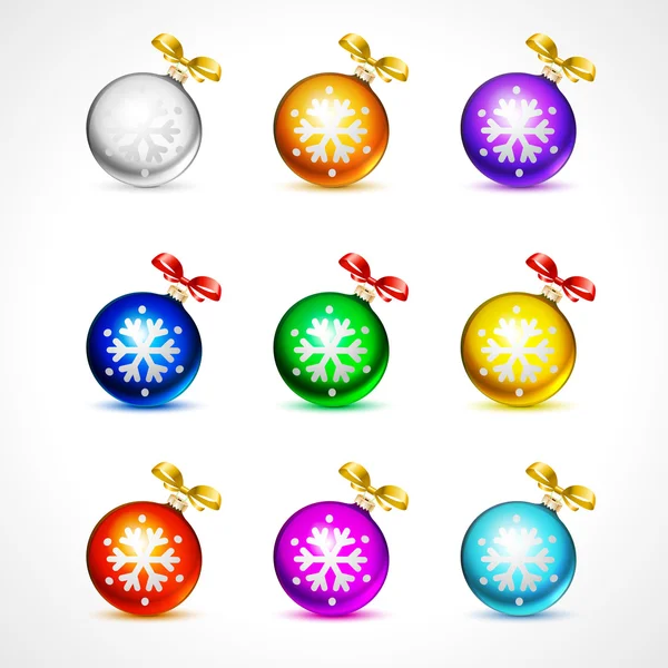 Christmas balls  vector holiday background ribbon new celebration christmas snowflake — Stock Vector