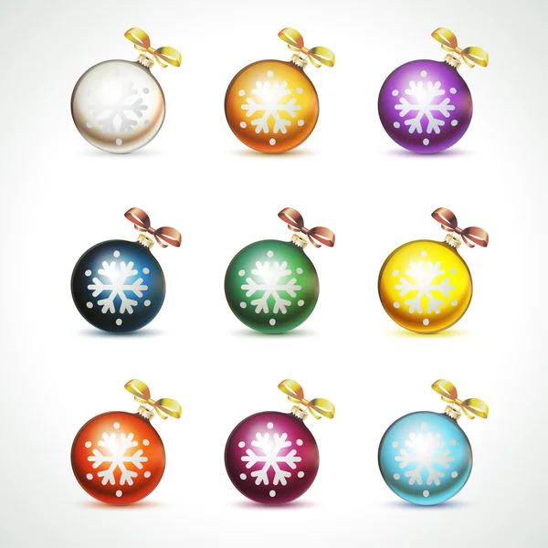 Christmas  balls with snowflakes, isolated on white background vector — Stock Vector