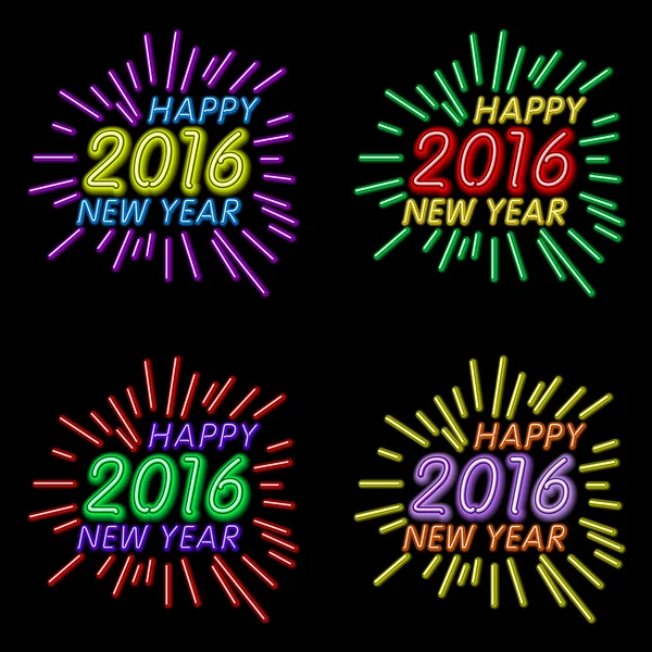 Vector Illustration of 2016 new year Outline neon light BAckground for Design, Website, Banner. Holiday party Element Template. Chinese horoscope Monkey silhouette — Wektor stockowy