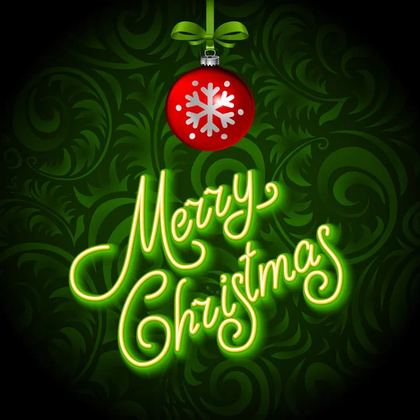 Frohe Weihnachten Karte mit Neonfarbe und Bokeh-Beleuchtung Hintergrund — Stockvektor